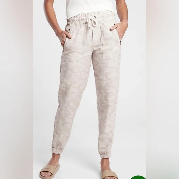 Athleta Cabo Tide Linen Jogger Pant Neutral 6 531156-00